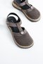 Betty Women's Genuine Leather Lace Detailed Stone Buckle Sandals Ballerinas - 6