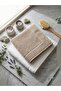 100% Cotton Set of 2 Foot Towels in Brown and White