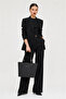 Justpolo Large Size 5 Compartment Women's Black Hand and Shoulder Bag Pbu5022 - 4