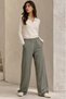 Khaki Elastic Waist High Waist Spanish Leg Knitwear Tracksuit Mg2211