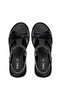 Women's Genuine Leather Black Leather Flat Sandals - 5