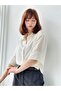 Retro Model Loose Short Sleeve Shirt Women Ecru - 5