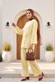 Front-Tie Kimono Set with Trousers - Light Yellow - 2
