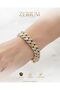 Zircon Stone Two Tone Steel Bracelet Gold Color Modern Premium Design - 2