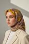 100% twill silk shawl patterned gold colored 90x90 scarf sewing method: hand sewing - 3