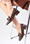 Viola Brown Blunt Toe Women's Low Heeled Shoes - 6