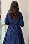 Rose Sequin Embroidered Belted Evening Dress - 4