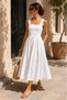 New Season Women's Strappy Square Neckline Elastic Waist Pocketed Comfortable Fit Midi Dress - 4
