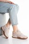 Women's Beige Colored Lace-Up Comfortable Walking Shoes - 2