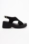 Women's Black Color Comfortable Smart Padded Poly Sole High Sandals with Back Straps -Lightweight Sandals S