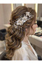 Pearlescent Floral Bridal Hair Comb - Large Size Evening Dress Hair Accessory with Pearls and Stones