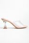 Zri̇n-619 Pink Patent Leather Transparent Strappy Transparent Heeled Round Toe Women's Slippers - 5