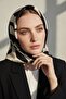 100% Twill Silk Wave Patterned Black - Cream Colored 90X90 Sewing Shape: Hand Sewn Scarf - 3