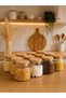 Set of 12 Wooden Vacuum Lid Glass Jars, Food Storage Container, Grain Storage Set, 500 ml