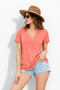 Women's V-Neck Viscose Combed Cotton T-Shirt a Quality - 4