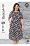 Women's Plus Size Cotton Modal Fabric Button Detailed Patterned Summer Dress / Navy - Beige 7496