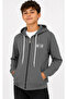 Boy's Young Text Patterned Zippered Hooded Gray Cardigan