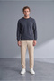 Crew Neck Regular Fit Embroidered Basic Thin Sweatshirt - 4