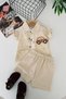 Miniğimin Cicileri Car Embroidered P Cotton U 3-Piece Baby Boy Set - Cream