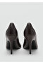 Round Toe Leather High Heels - 4
