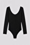 Women's Lace Detailed Viscose Bodysuit Black - 3