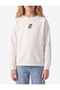 Long Sleeve Crew Neck Hooded Sweatshirt with Deer Embroidery Detail - 2