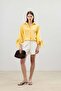 Yellow Sleeve Tie-Up Striped Women's Shirt - 2