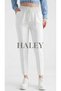 Women's Double Fabric Trousers Pocketed Elastic Waist Straight Leg