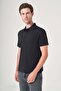 Black Polo Collar Short Sleeve Relaxed Fit Flexible Non-Fraying Collar Technology T-Shirt 1011260176 - 2