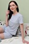 Polka Dot Patterned Crew Neck Shorts Pajama Set - 2