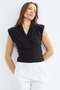 Shoulder Shoulder Pad Piece Double-Breasted Collar Blouse - 7