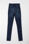 Women's Dark Blue High Waist Slim Fit Lycra Jean Trousers with Narrow Legs - 3