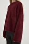 Women's Oversize Soft Casual Burgundy Knit Sweater - 4
