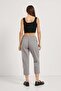 Front Placketed Linen Carrot Trousers with Elastic Waist - 3