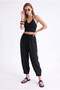 4307 Women's Elastic Waist Carrot Leg Shalwar Trousers Black - 4