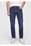 Indigo Straight Slim Fit Denim Cotton Blend Pants - 2