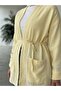 Lunsera Women's Muslin Fabric Pocketed Kimono with Tie Long Sleeve Hijab Cardigan Comfortable Fit-Yellow - 2