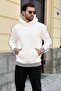 Ecru Hooded Kangaroo Pocket Men's Sweatshirt E7163