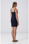 Dark Indigo Blue Mini Denim Dress with Buckle Detail - 5