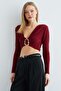 Draped Buckled Shoulder Shoulder Pad Piece Crop Blouse - 4