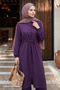 Drawstring Buttoned Purple Tunic Set - 2