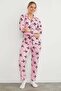 Bow Patterned Suede Pajama Set - 6