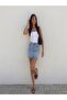 Women's Washable Jean Mini Skirt Blue - 3