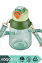 800ml New Collection Neck Strap Thick Silicone Straw Handle Lockable Lid Cute Animal Polycarbonate Children's School Water Bottle with Sticker Gift