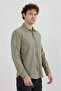 Basic Snap Fastener Gabardine Shirt - 3