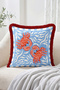 Sea-Themed Crab and Lobster Figured 4-Piece Fringed-Tasseled Throw Pillow Cover Set with Mare Writing - 4