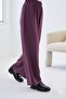 Elastic Waist Crepe Trousers Purple Loose Fit - 2