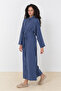 Long Shirt with Buttonhole Pockets Navy Blue