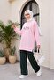 Daisy Embroidered Round Neck Combed Cotton Tunic - Pink - 3