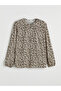 Original Oval Collar Patterned Blouse - 3